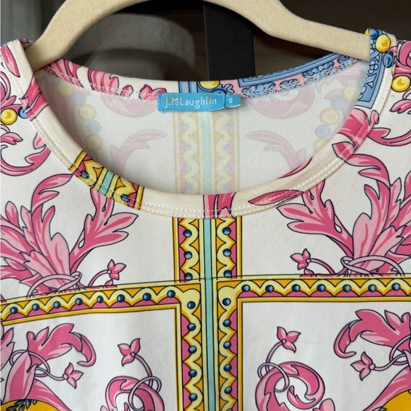 J. McLaughlin catalina cloth blouse top long sleeve 3/4 colorful paisley pastel - Picture 2 of 4